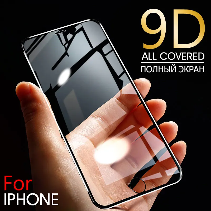 Защитное стекло закаленное 9D для iPhone 6/7/8 Plus/X/11 pro/8/SE|Защитные стёкла и плёнки
