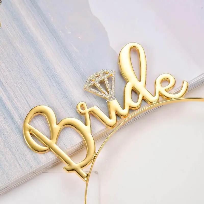 1pc Bride Bridesmaid Crown Tiara Headband Wedding Engagement Party Supplies Elegant Fashion Golden Girls Crowns S3 | Дом и сад