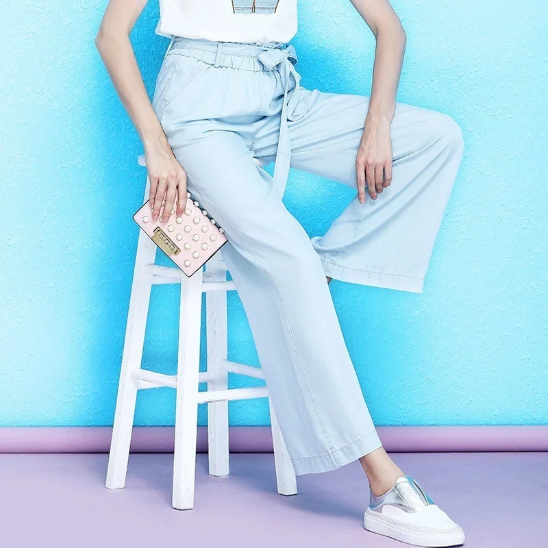 

Женские модные джинсы, лето, tencel, осень, свободные брюки, прямые, высокая талия, свободные, повседневные, джинсы для женщин, NW19B6158