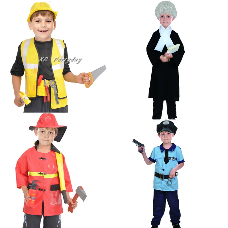 New Kids Boys Police Lawyer Firemen Doctor Cosplay Costume Children Role Play Costumes Halloween Party Dress Supplies|Костюмы для