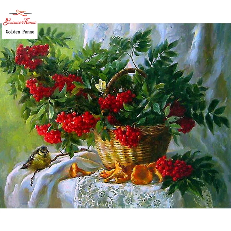 

Golden panno DIY diamond mosaic diamond painting cross stitch flower basket set diamond embroidery square diamond