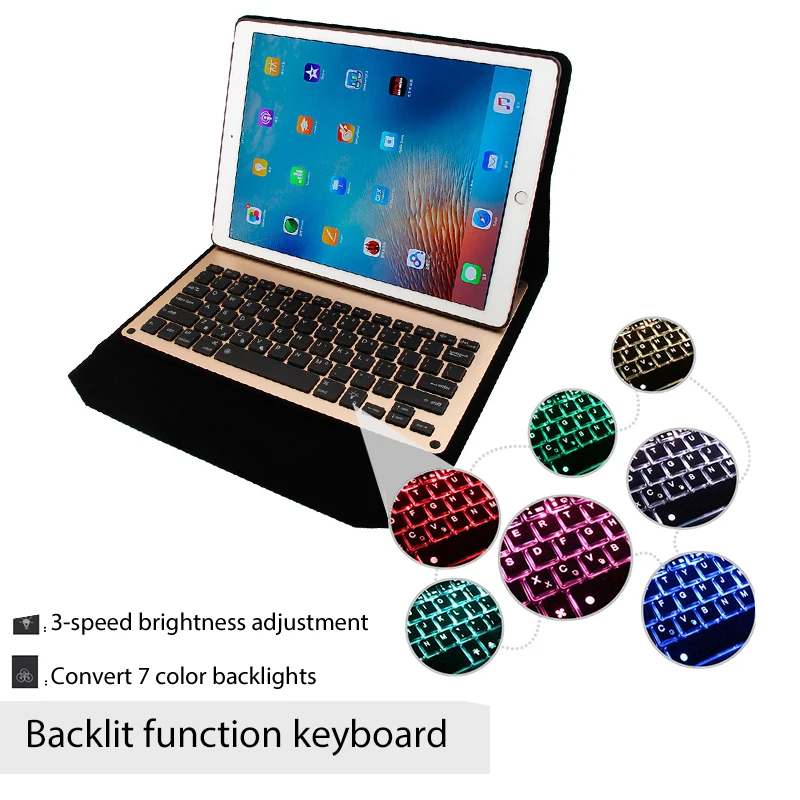 Tablet Case For iPad Pro 12.9'' 2015 2017 Cover Funda Non-removable Aluminum Alloy Bluetooth Keyboard Colourful backlight |