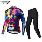Велокостюм Weimostar мужской с длинным рукавом, Джерси с 3D рисунком льва, одежда для велоспорта, осень