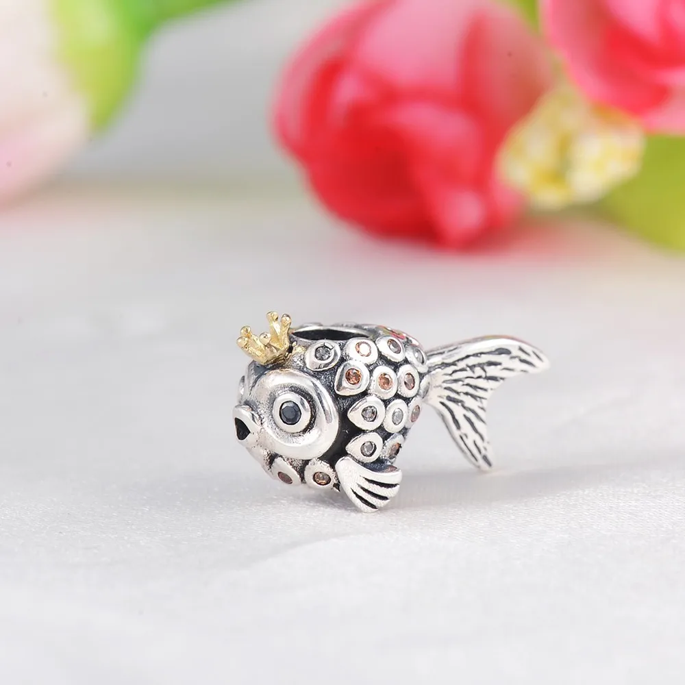 Devolove 925 стерлингового серебра нежный рыбы Форма Шарм Бусины Fit Pandora браслет