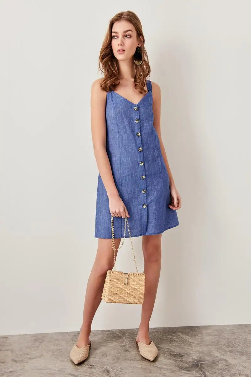 Trendyol Mavi Платье на пуговицах TWOSS19EH0141|Женские платья| |