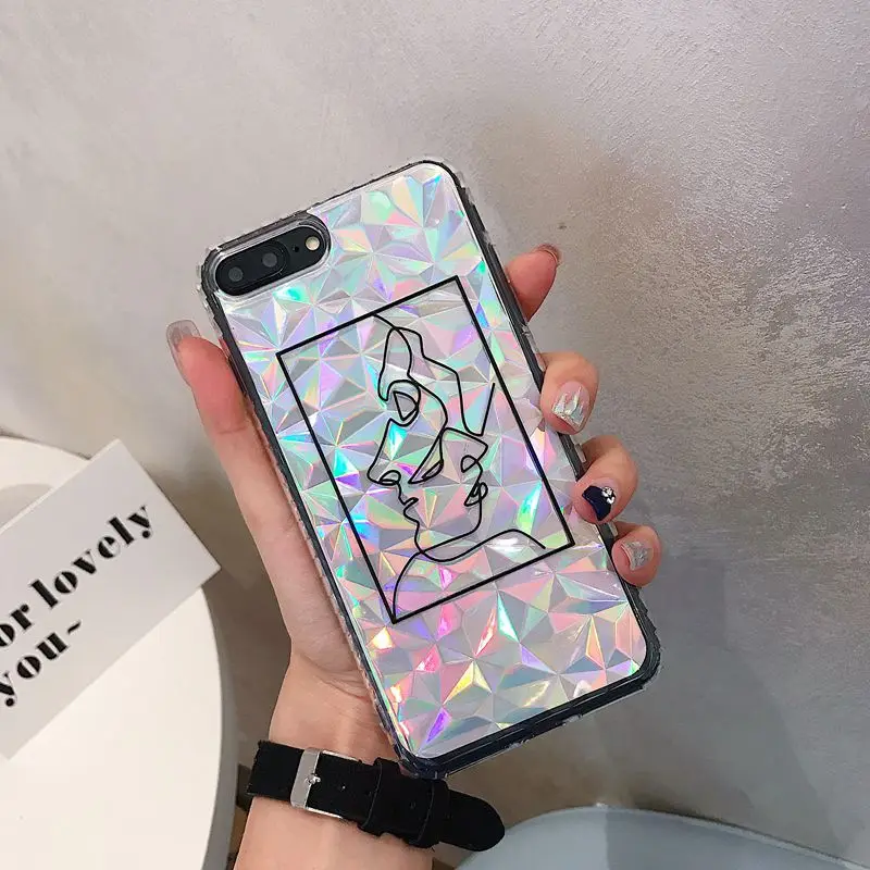 STROLLIFE New Glitter Diamond Texture Phone Case for iPhoneX XS Max XR Lovely Couples Cover IPhone8 6s 7 Plus Soft TPU Shell |