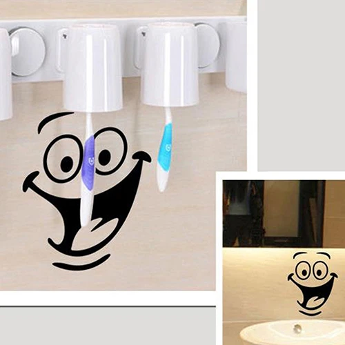 Smiley Face WC наклейки для унитаза комнаты художественный Декор забавные настенные