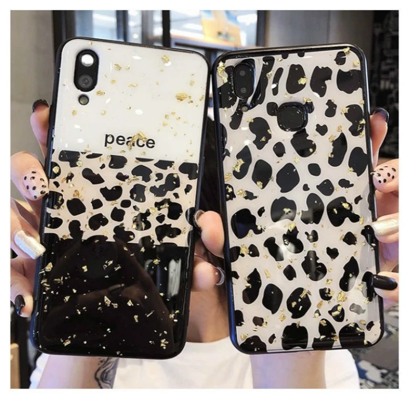 Милый Леопардовый квадратный латтический Блестящий силиконовый чехол для