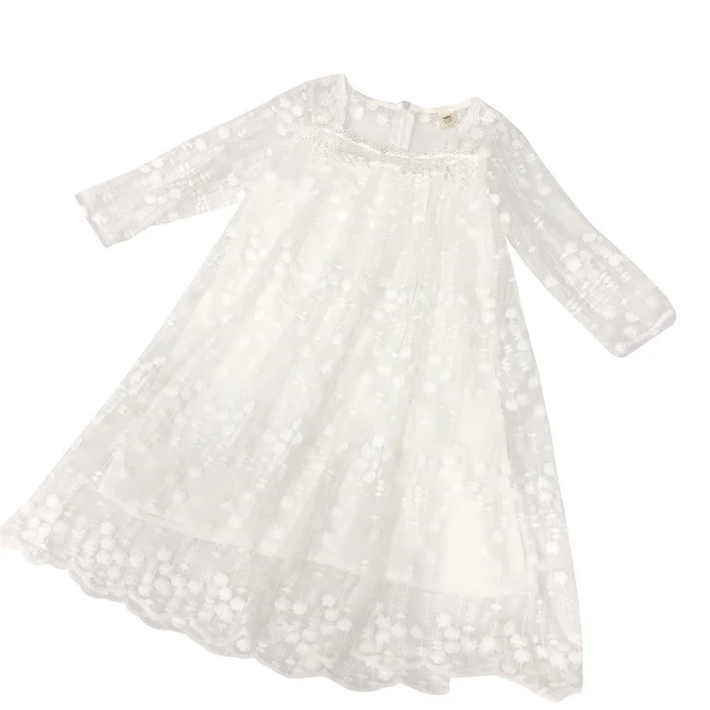 Lace Embroidery Baby Party Formal Dress White Wedding Teen Girls Girl Summer Dresses 12 Year 14 10 8 6 4 Spring 2019 Cute | Детская