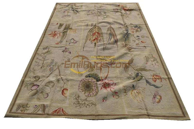 Kopen Dikke Dubbele Knoop Vlakte Wollen Hand-Made Ivory Borduren Tapijt Handgemaakte Tapijt Antieke Decor Vierkante Tapijt Antieke