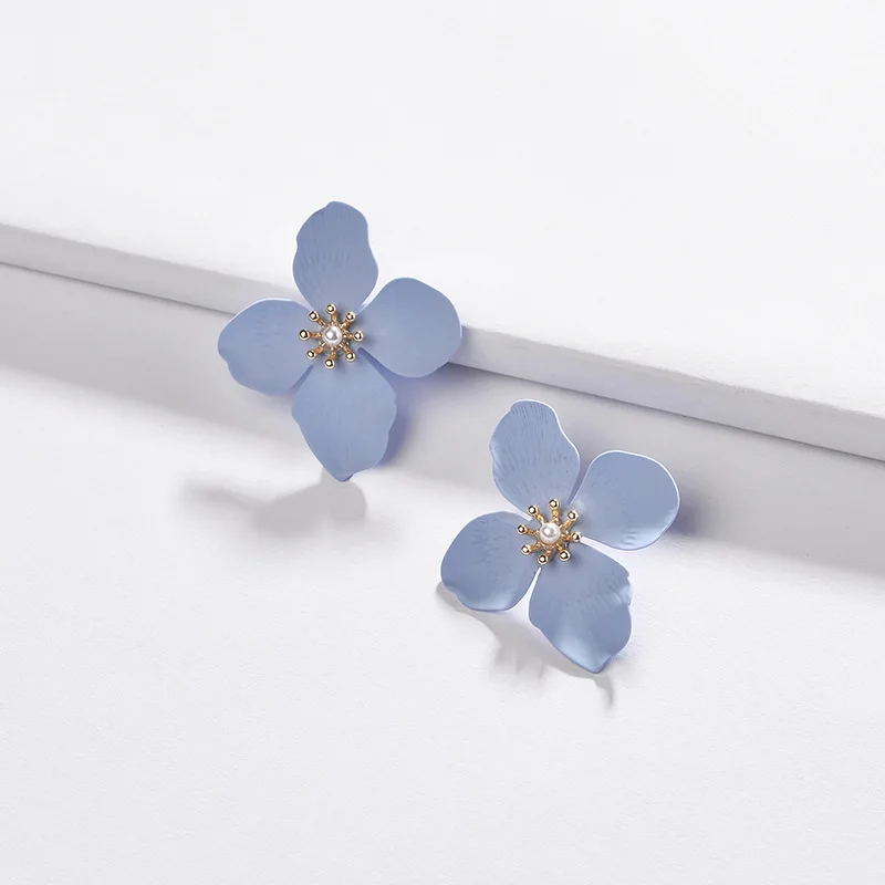 Дизайнер 6 весенний сезон цветок серьги моды PearBead бренд маслом Красочные Для