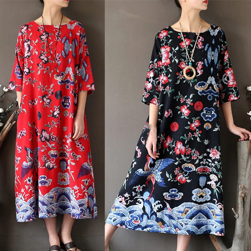 2019 повседневные женские Ретро свободные в цветах с коротким рукавом хлопковые