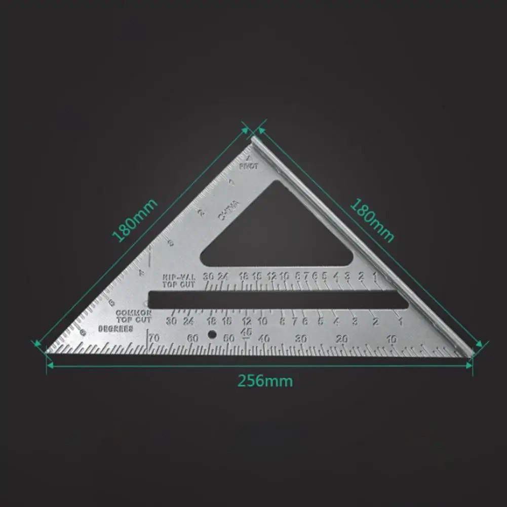 

7” Measurement Tool Triangle Square Ruler 90 Degree Thickening Angle Rule 180*180*256mm Aluminum Woodworking Alloy Carpenter