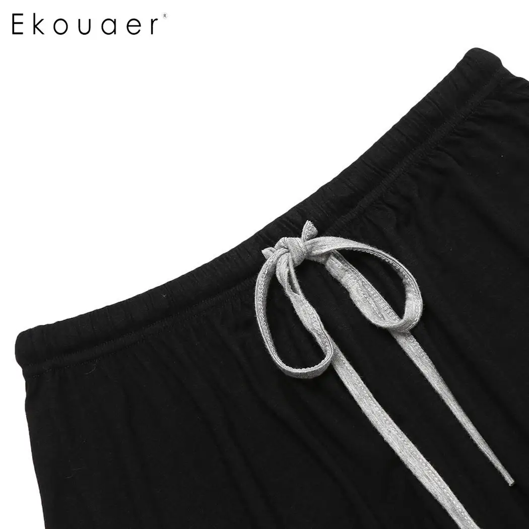 Женский пижамный комплект Ekouaer повседневный с коротким рукавом и круглым вырезом