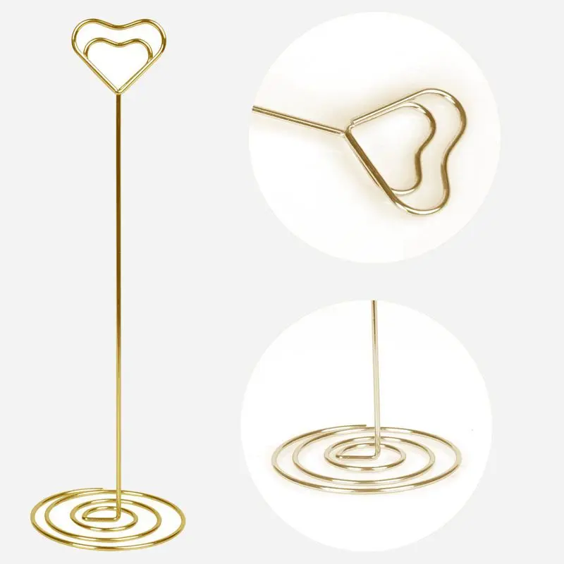 10pcs 8.6 Inch Tall Place Card Holder Table Number Stands with Heart Shap Photo Memo Cli | Канцтовары для офиса и дома