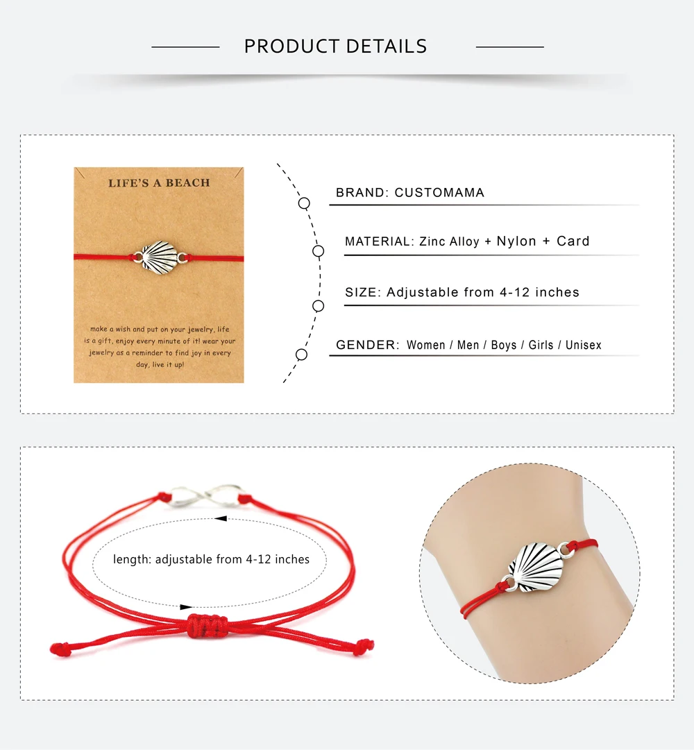

Ocean Waves Beach Sailing Charm Card Adjustable Bracelets Women Men Friendship Lover's Couple Friends Fashion Jewelry Gift