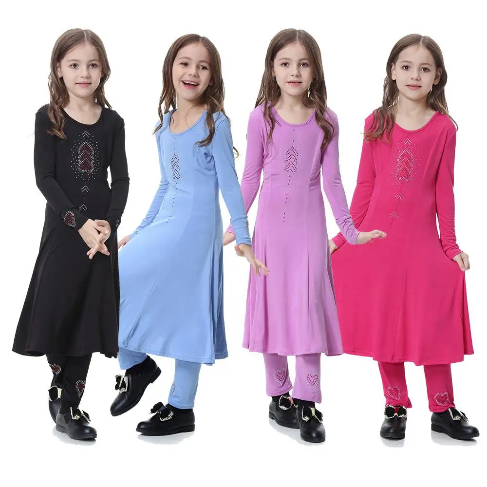 

MISSKY Cute Muslim Children Abaya Kids Long Dresses Girl Dress Robe Gowns Kimono Jubah Ramadan Middle East Arab Islamic Clothing