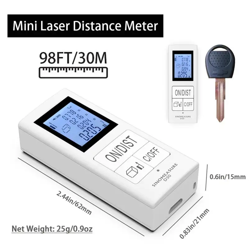 USB Перезаряжаемый мини инфракрасный дальномер ручной ИК электронная линейка D30 с
