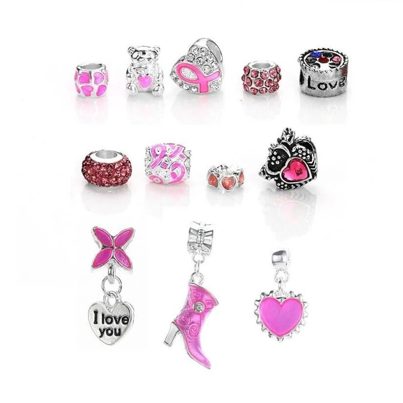 Браслет с шармами для осознания рака груди|Браслеты| |