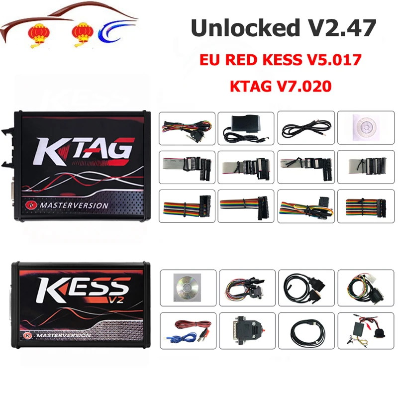 

Newest Kess V2 Master Kess V2.47 V5.017 EU Red PCB No Token Limit Ecu Programming Ktag V7.020 V2.34 OBD2 Manager Tuning Kit
