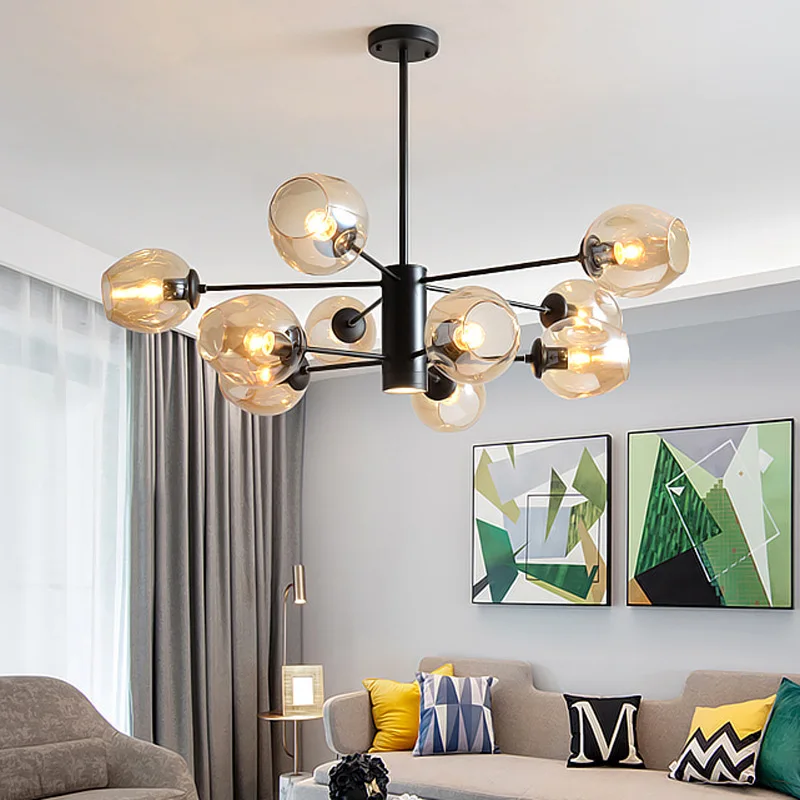 

Modern Chandeliers Lighting for Living Room Bedroom Home Hanging Lamps Indoor Lighting Fixtures Contemporary Design Iron Ball