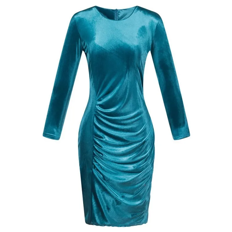 Ruiyige 2019 New Spring Autumn Velvet Dress Women Solid Sexy Party Dresses Long Sleeve Fashion Zipper Bodycon Female Vestidos | Женская