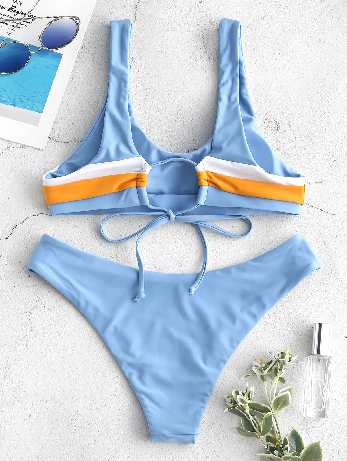 Купальник-бикини ZAFULPatchwork бикини со средней талией и глубоким вырезом 2019 | Женская