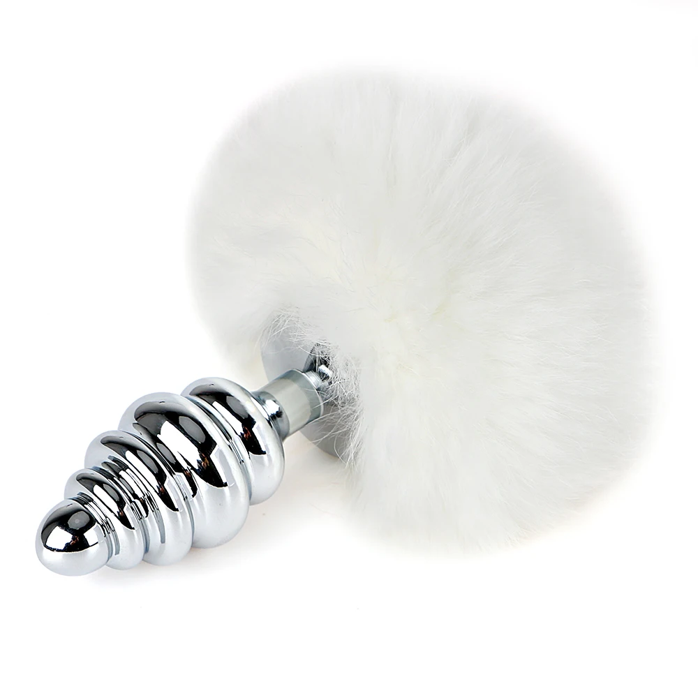 Анальная пробка с хвостом кролика VATINE анальная из нержавеющей стали для мужской
