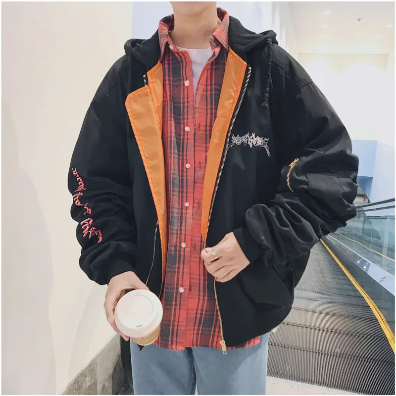 2019 весна и осень Новый стиль Hong Kong свободные буквы вышивка Tide брендовая мужская
