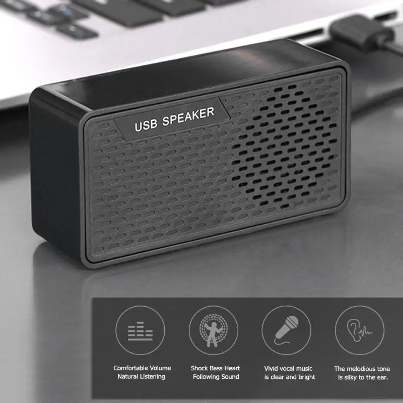 Миниатюрный usb динамик двойной рог единиц стерео музыка плеер встроенный звук