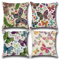 cartoon butterfly linen pillow case waist throw cushion casehome soft room gifts single sides printing