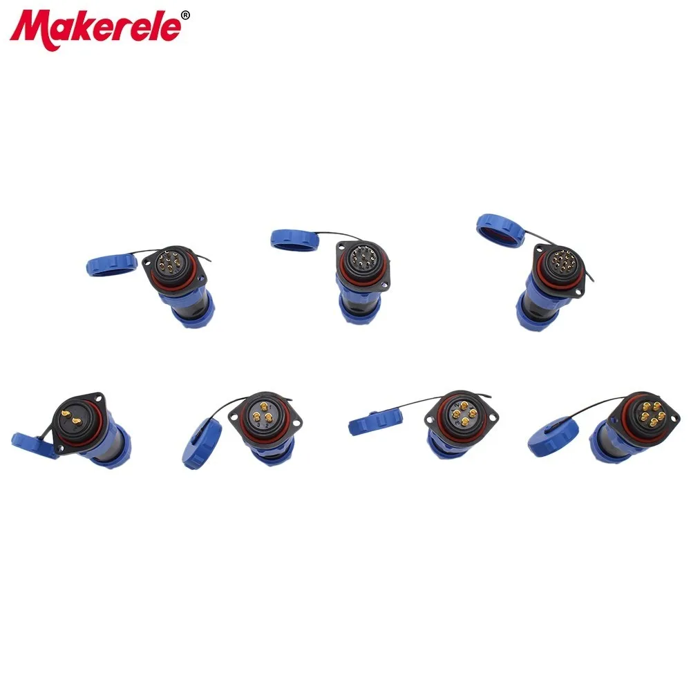 IP68 Waterproof Connector Male Female Flange Socket Aviation Plug For 8-12mm Cable Conversion SP21 2P 3P 4P 5P 7P 9P 12P | Обустройство