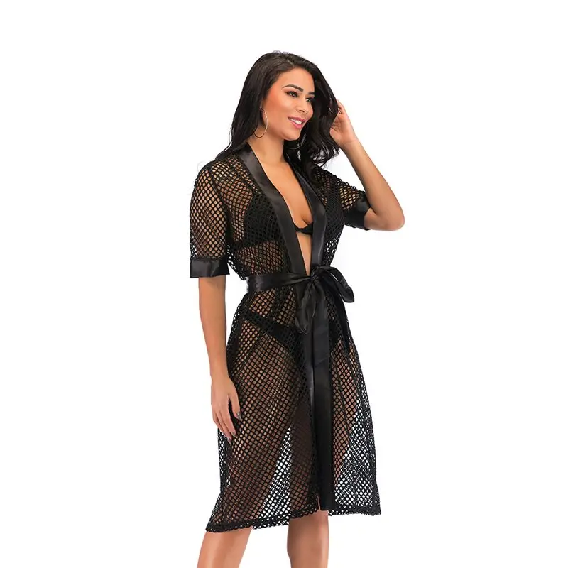 2019 пляжное сексуальное ажурное длинное туника топ женское летнее Бохо глубокое V