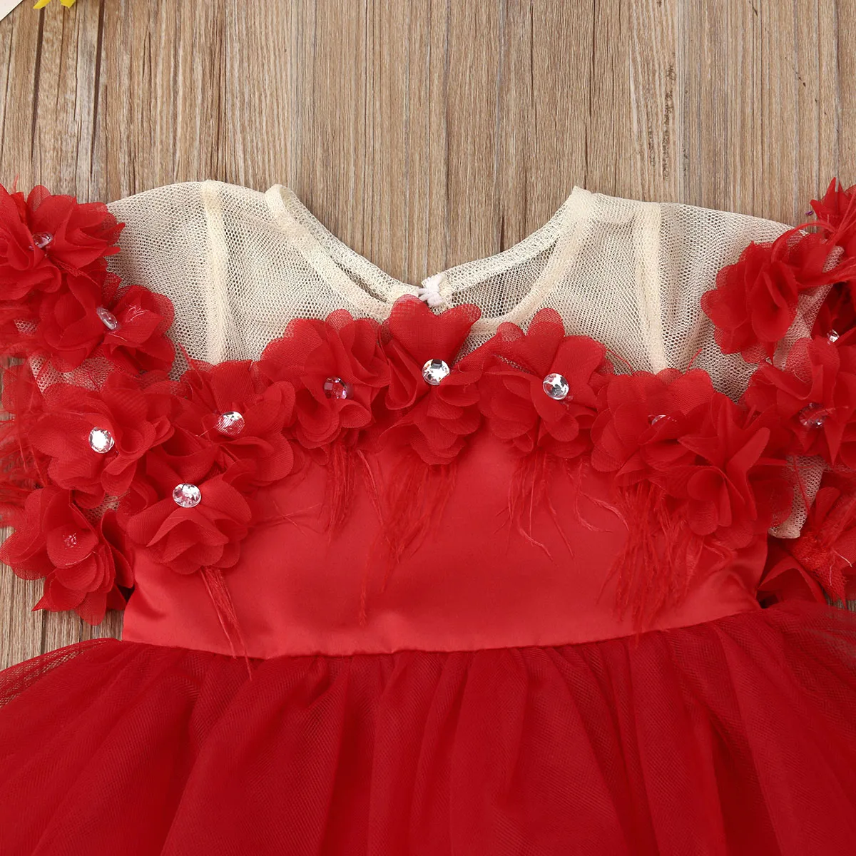 1-6Y Toddler Kids Baby Girls Red Dress Princess Tulle Tutu Party Wedding Birthday For Formal Dresses Kid Costumes | Детская одежда и
