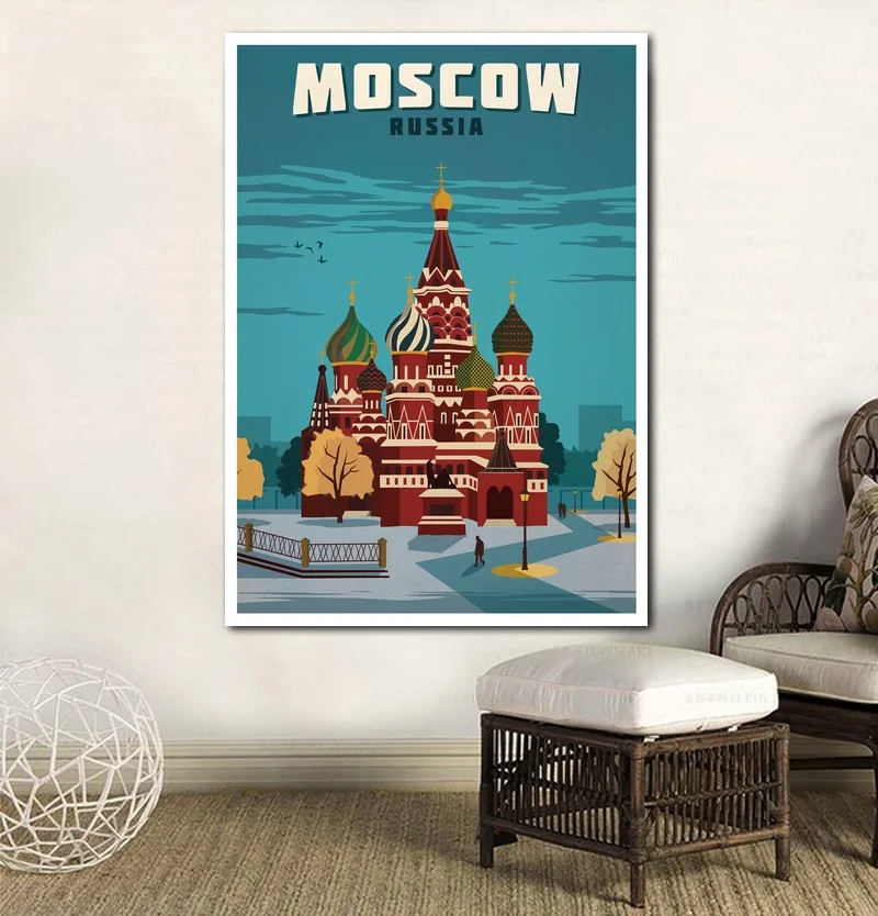 Винтажный постер для путешествий Московский печать на холсте настенный Декор