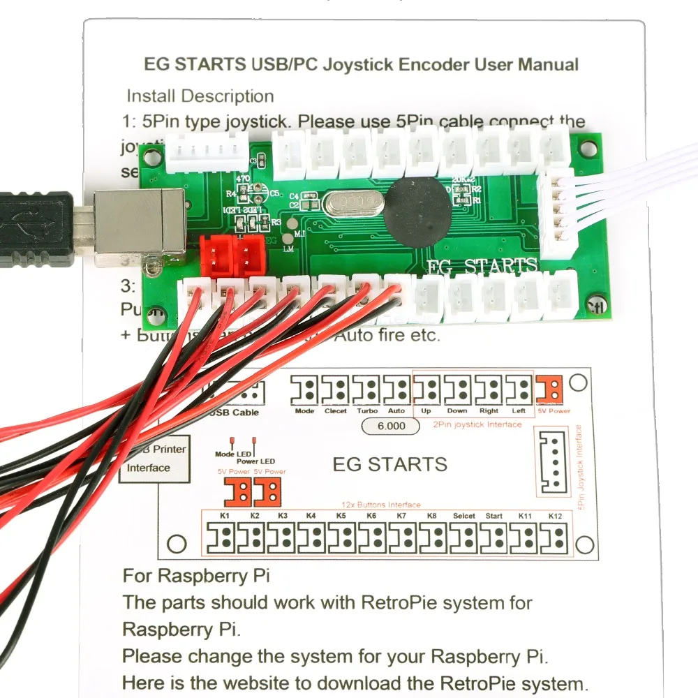 Новый черный USB кодировщик для ПК джойстик + 5 контактный 8 ходовой качающийся 10x