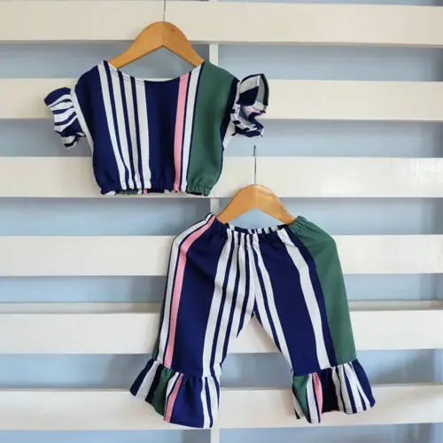 Новинка 2019 комплект одежды для маленьких девочек летние топы и расклешенные