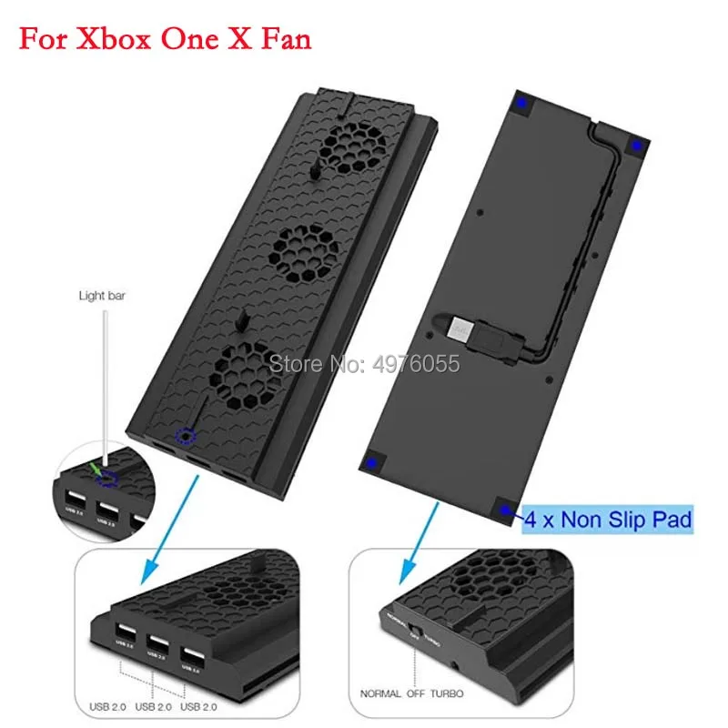 Вертикальная вертикальная подставка для XBOX ONE X с охлаждающим вентилятором
