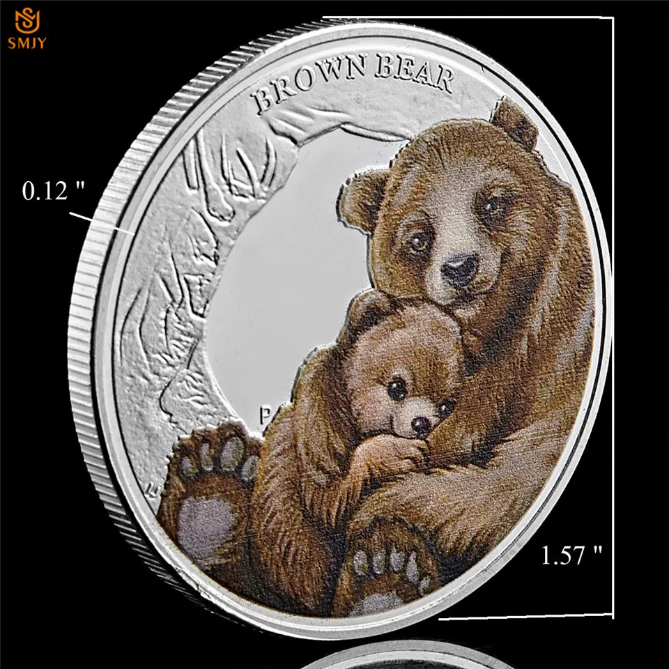 5 шт. 2014 королева елица II 1/2 унции серебро 999 Тувалу животные коричневый медведь