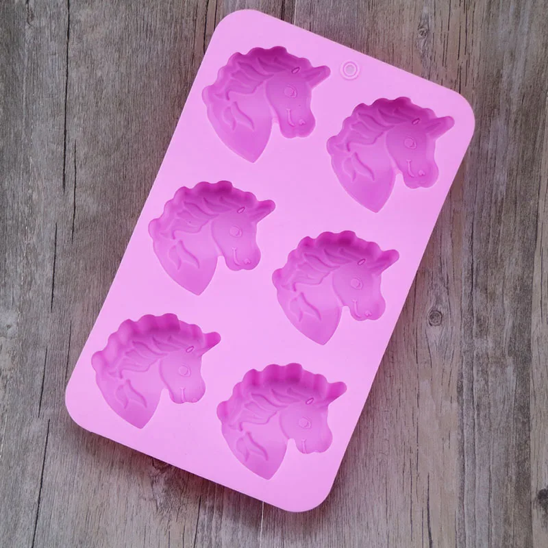 family cake decorating 6 hole unicorn silicone nonstick mold baking design cute horse bakeware free shipping | Дом и сад