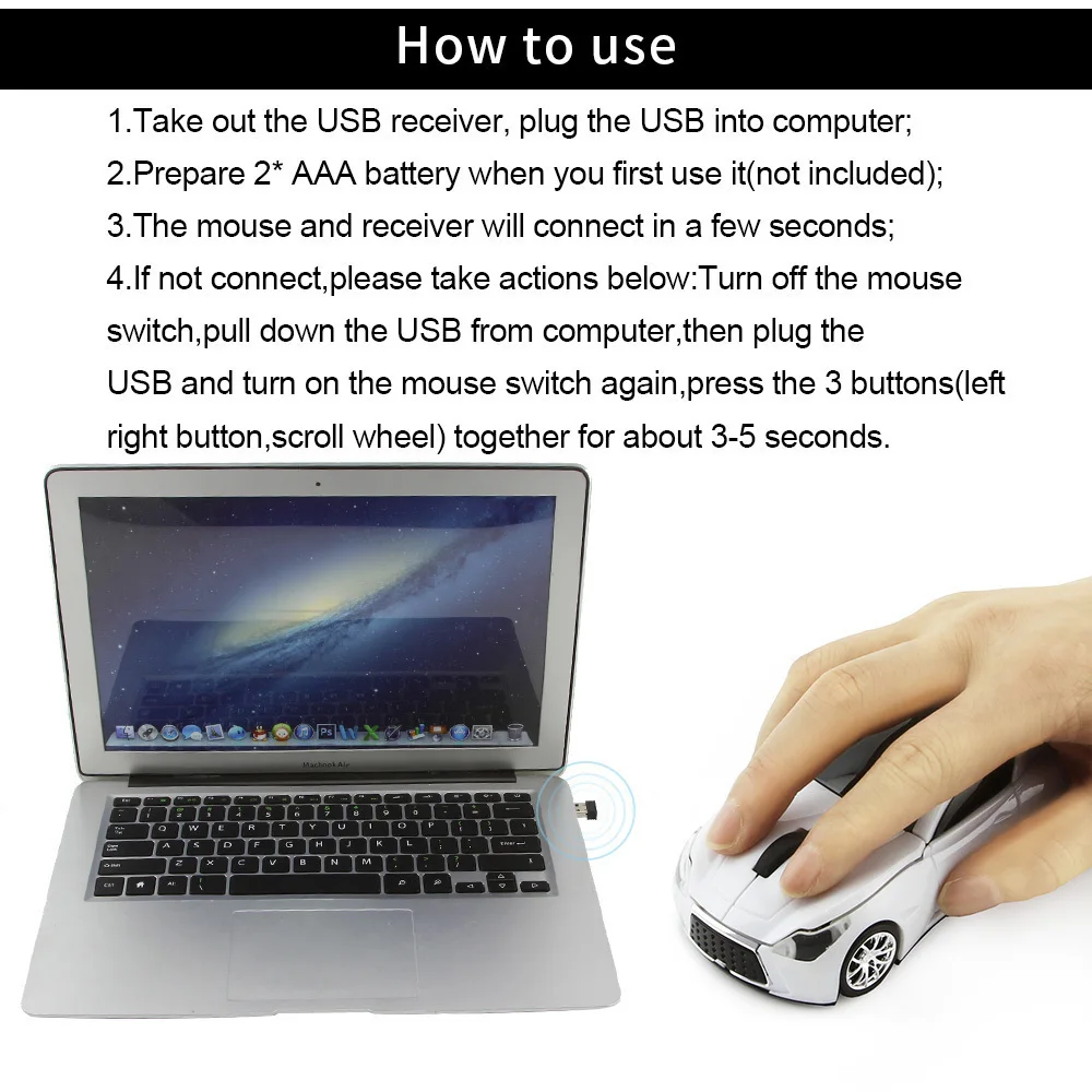 CHYI 2 4 Ghz Автомобильная беспроводная мышь Спортивная 1600 DPI USB компьютерная