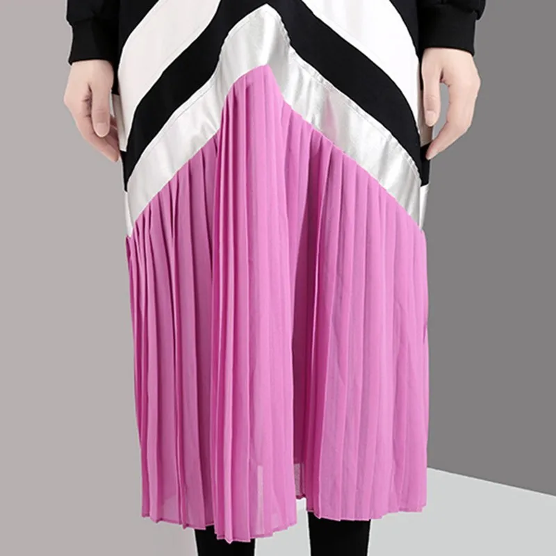 TWOTWINSTYLE весеннее Платье женское с круглым вырезом и длинным рукавом хит цвета