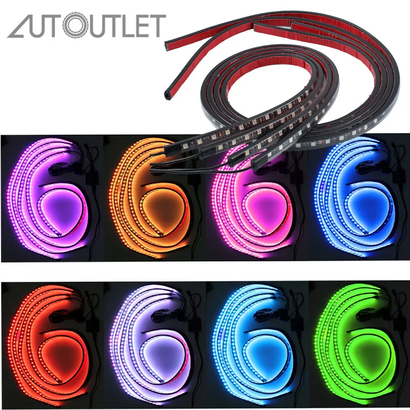 AUTOUTLET 4 шт. 12 В RGB LED 8 цветов полоса под автомобильную трубу подсвечивающая Система