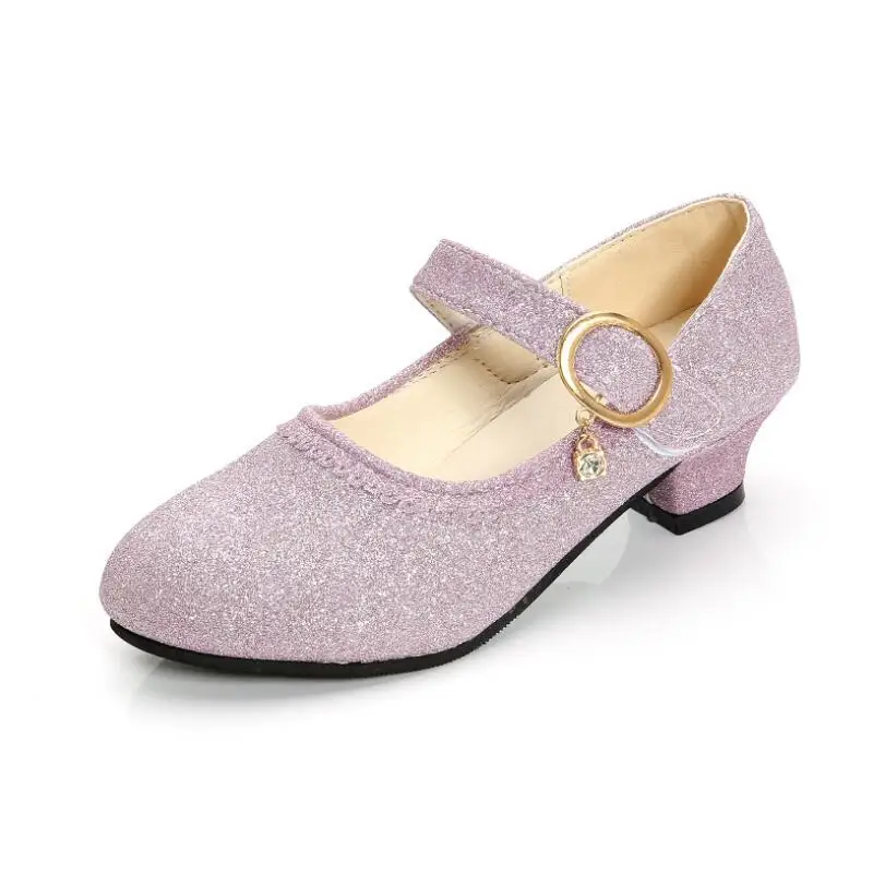 

Autumn PU girls shoes spring new fashion girls comfortable high-heeled shoes princess crystal dance performance shoes Tree Wrass