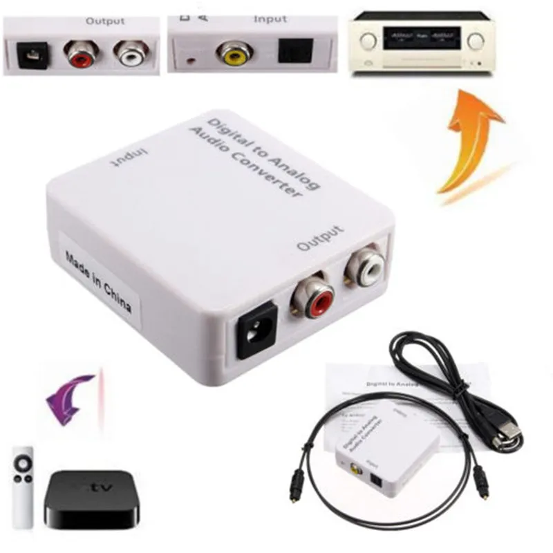 Новый ТВ оптический цифровой SPDIF/коаксиальный к RCA L/R наушники аналоговый аудио