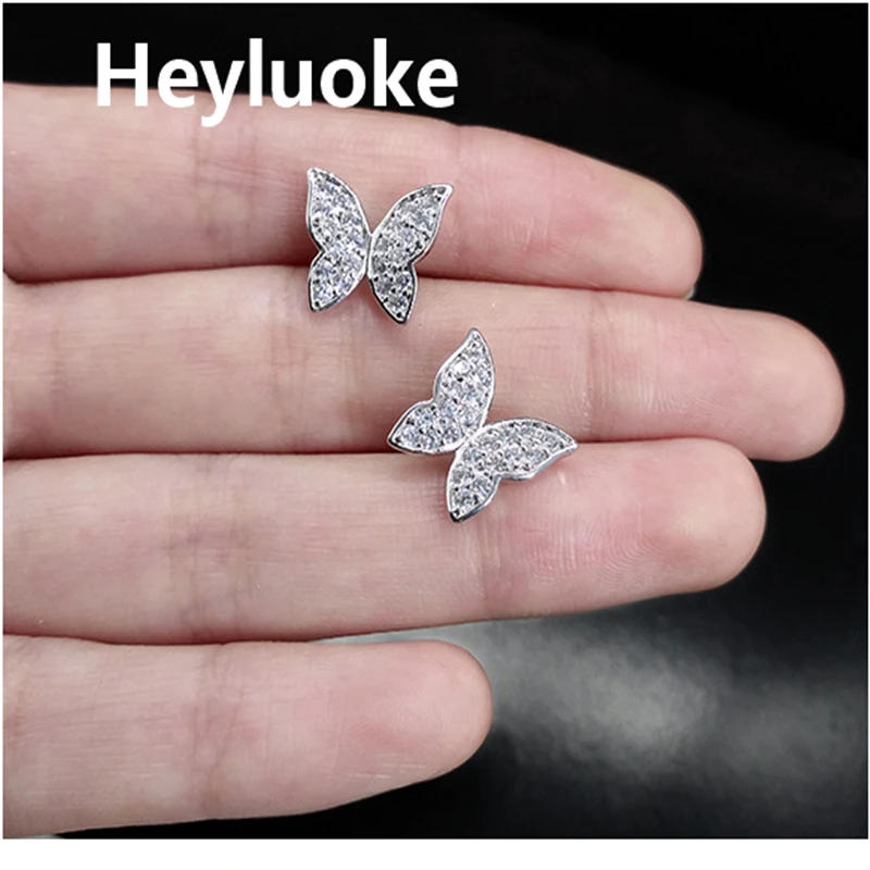 Женские серьги HEYLUOKE Роскошные Разноцветные с бабочкой реальные украшения из