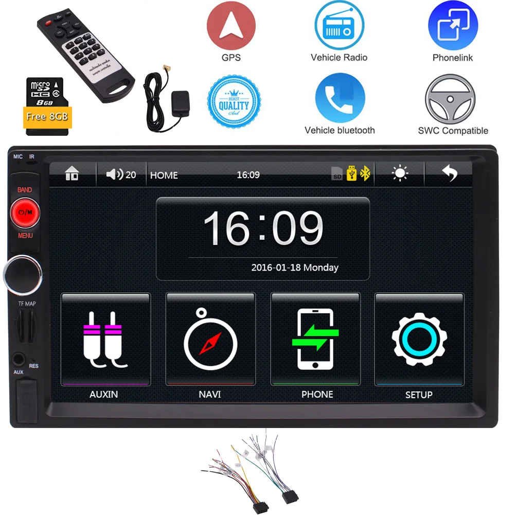 Лидер продаж автомобильный mp5 плеер 7 дюймов Full HD 1080P GPS навигатор Bluetooth FM/RDS радио