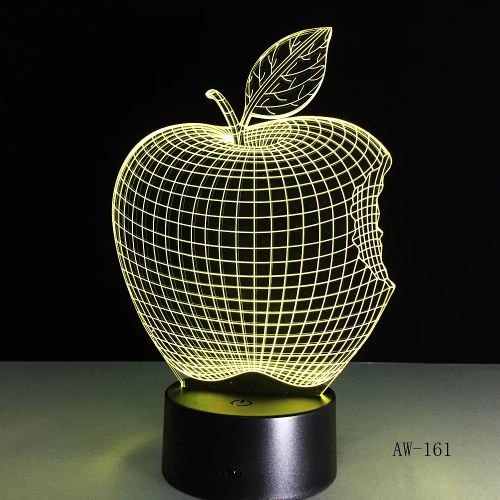 Apple 7 Colors 3D Desk Lamp LED Acrylic Vision Stereo Bedside Hologram Decor Touch Switch Light Night Light Gift for Kids AW-161 image 3