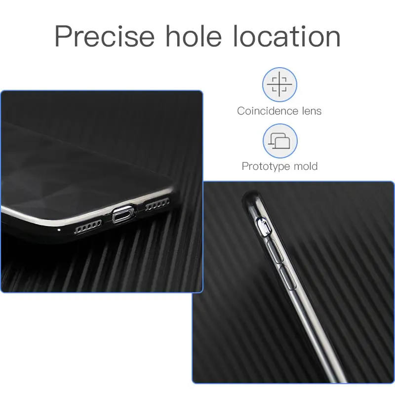 Phone Case For iPhone 7 Back Cover Clear Soft TPU Full Cases XS Max XR X 6S 6 8 Plus 5S Funda Coque Diamond Pattern |