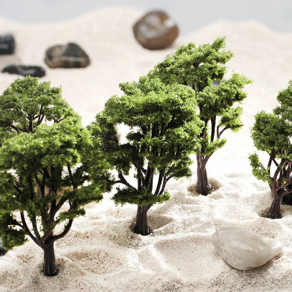 10 шт. зеленый пластик Модель деревья набор макет диорама Поезд парк сад